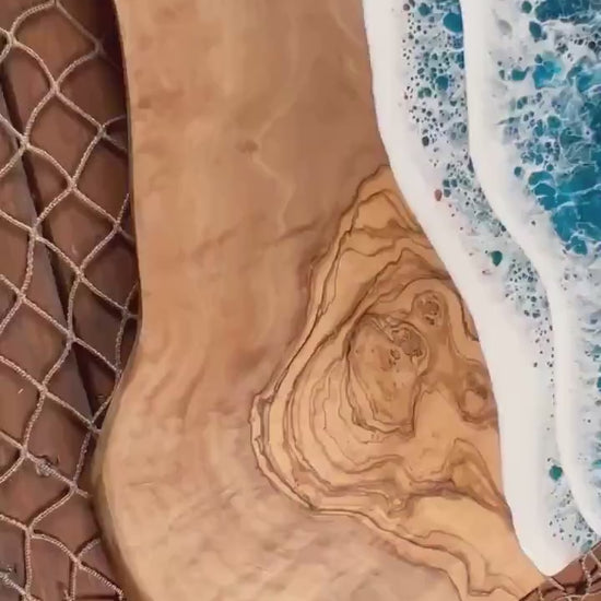 Ocean Waves Olive Wood Charcuterie Board