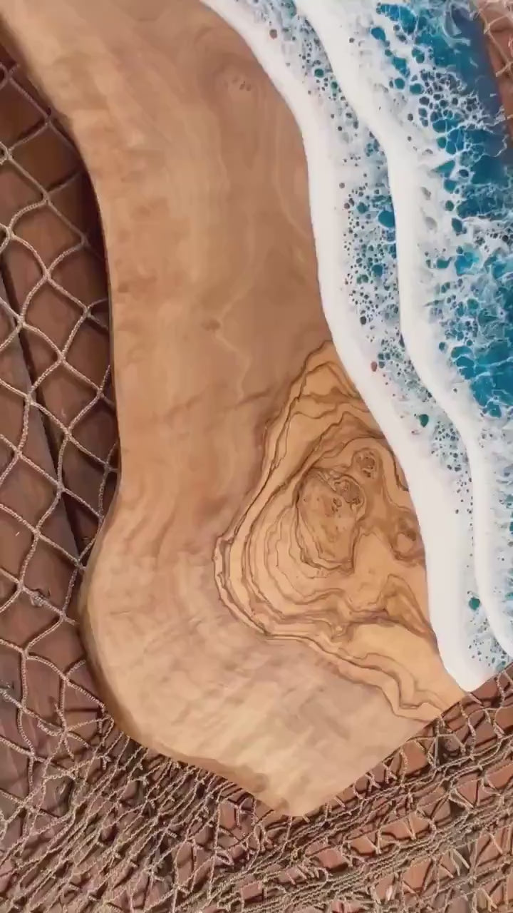 Ocean Waves Olive Wood Charcuterie Board