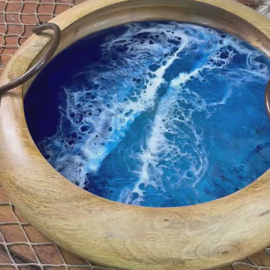 Ocean Waves Wooden Bowl