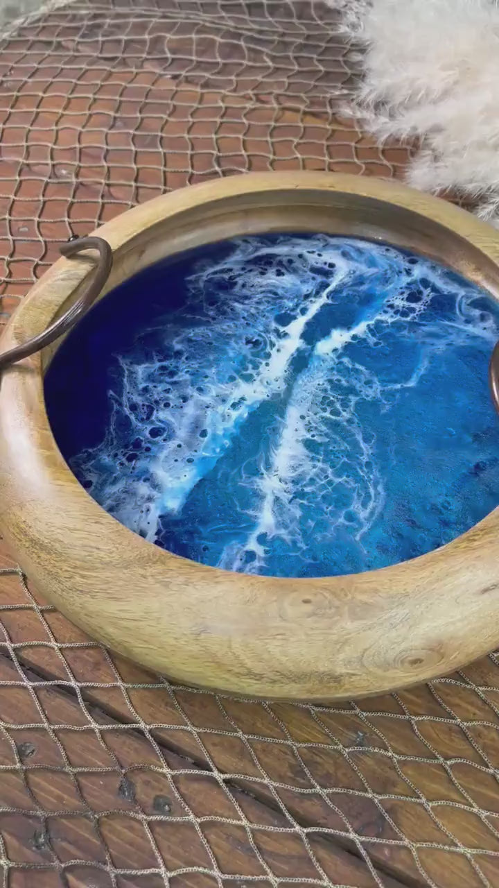 Ocean Waves Wooden Bowl