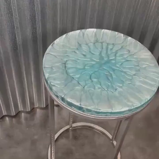 SILVER STEEL Epoxy Resin Table | Side Table | End Table | Accent Table