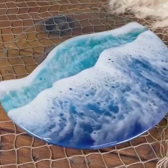 Glass Ocean Waves Lazy Susan