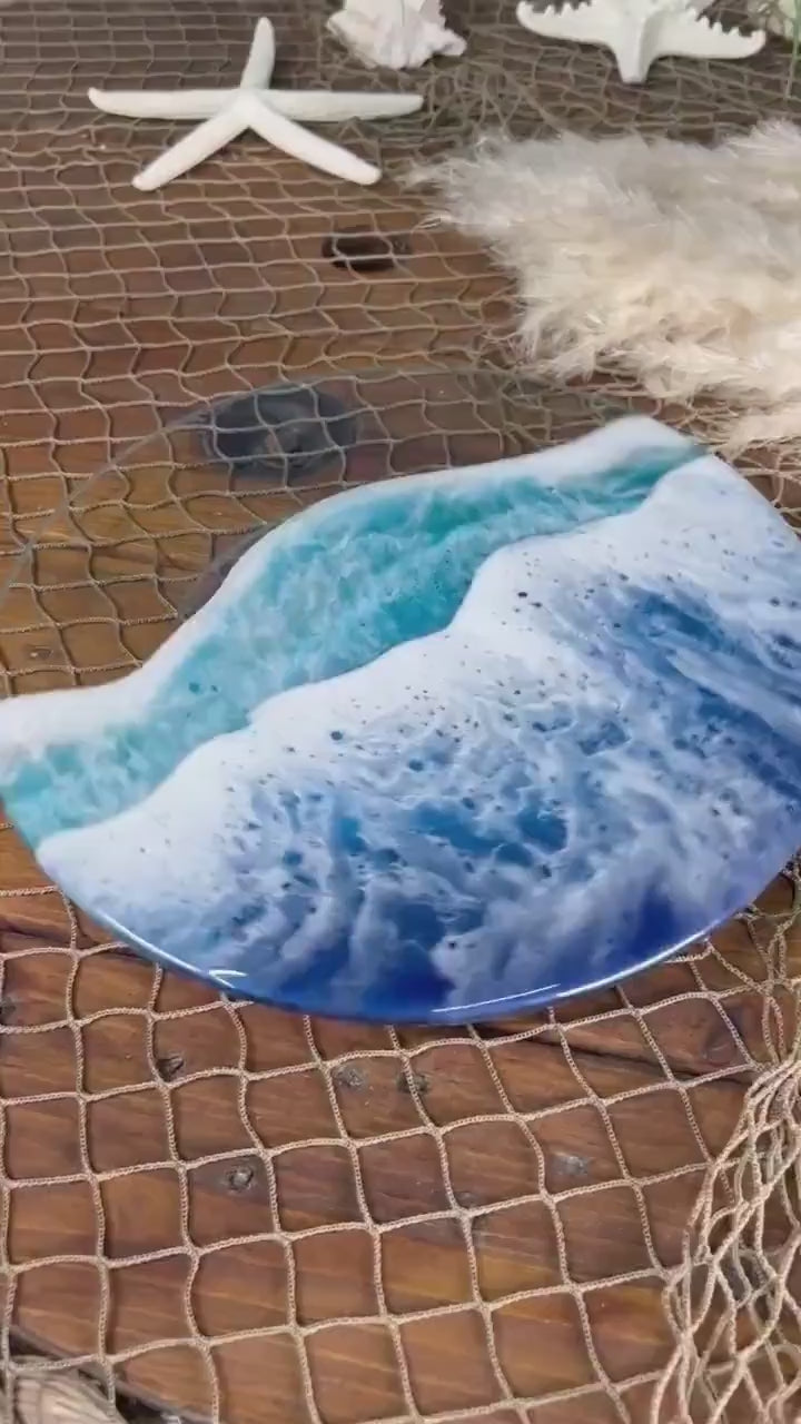 Glass Ocean Waves Lazy Susan