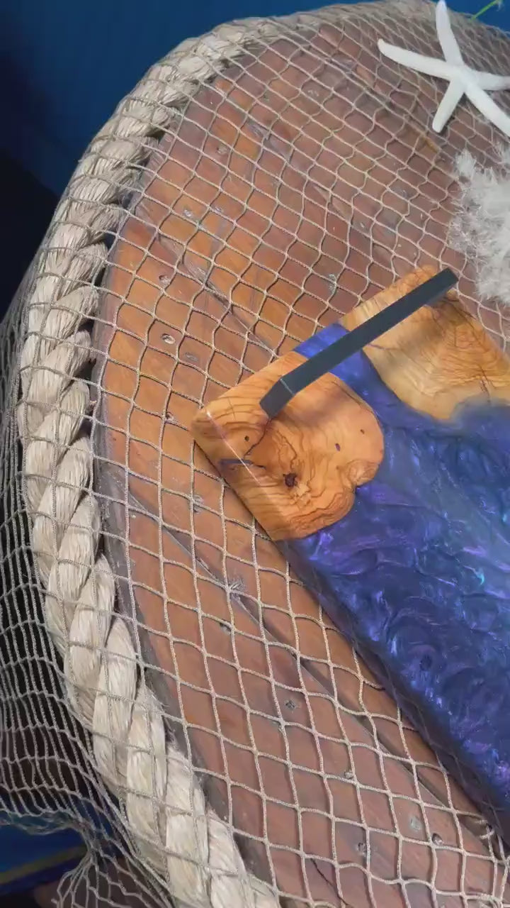 BLUE & PURPLE OLIVE Epoxy Resin Charcuterie Board | Serving board