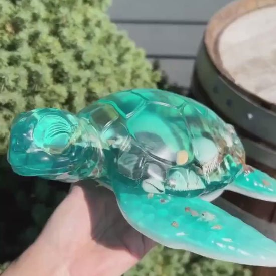 Turquoise Sea Shell Turtle | Ocean Decor | Epoxy Resin