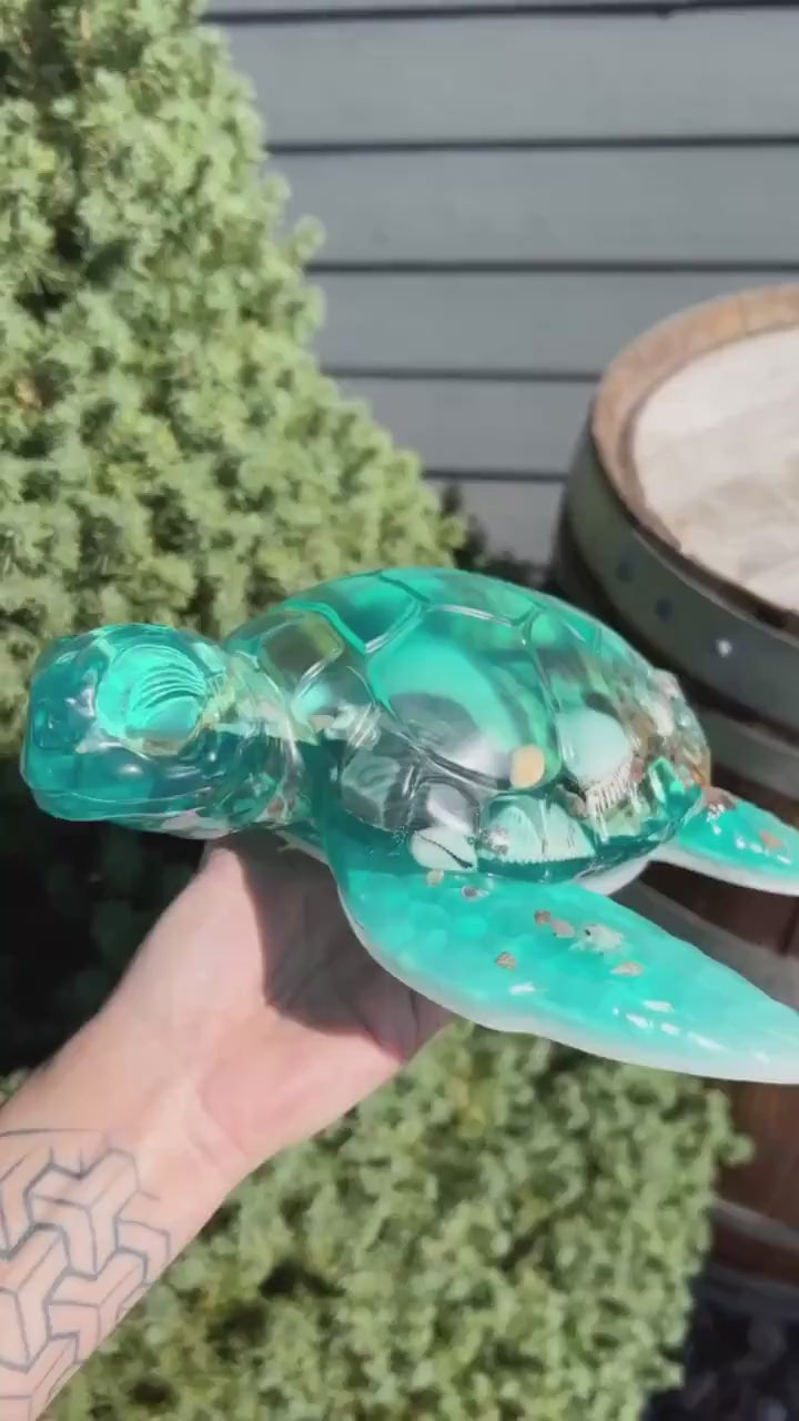 Turquoise Sea Shell Turtle | Ocean Decor | Epoxy Resin