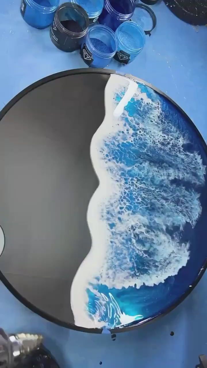 Ocean Waves Round Mirror
