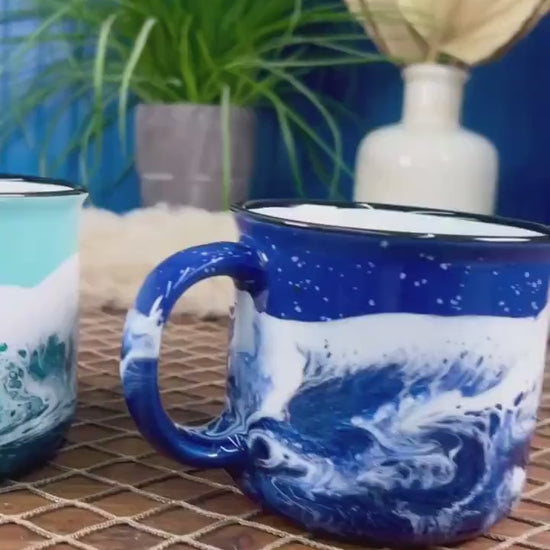 Ocean Waves Ceramic Campfire Coffee Mug