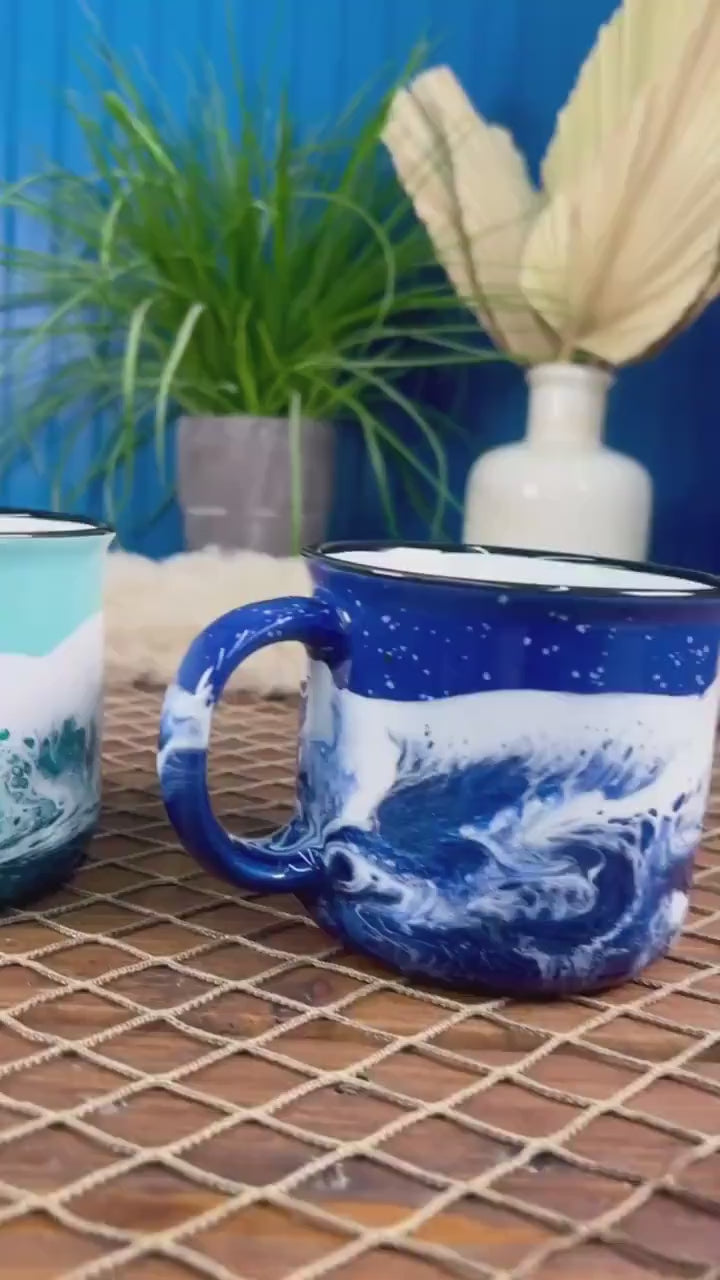 Ocean Waves Ceramic Campfire Coffee Mug
