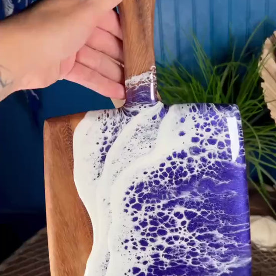 Purple Waves Acacia Wood Charcuterie Board | Cheese Board | Serving Board