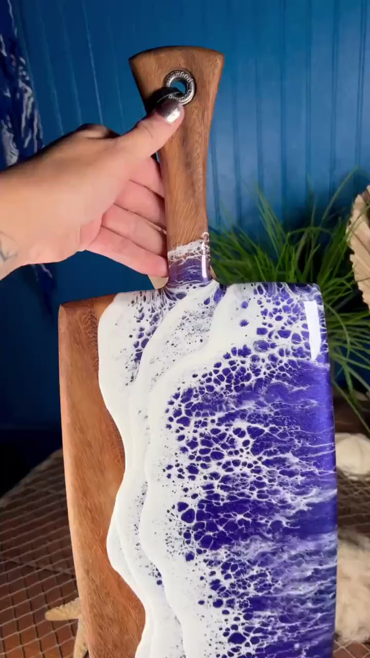 Purple Waves Acacia Wood Charcuterie Board | Cheese Board | Serving Board