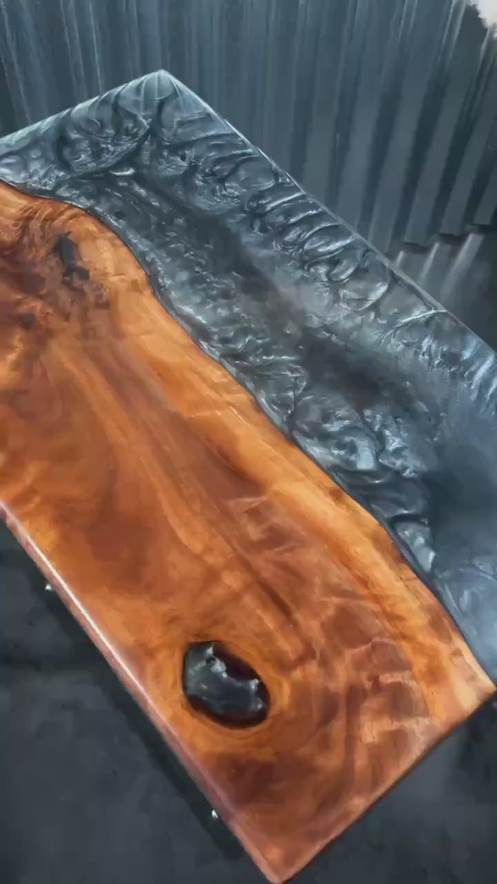 Black & Silver Walnut Wood Accent Table, Side Table, End Table, C-Table