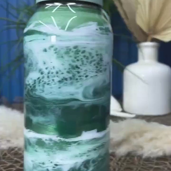 Ocean Waves Green Water Bottle