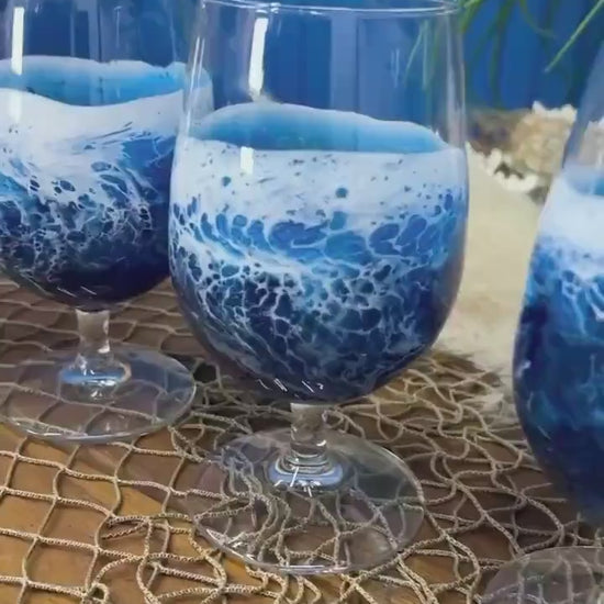 Ocean Waves Beverage Glasses | Coastal Decor