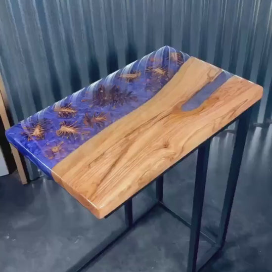 Purple Pinecone | Epoxy Resin Side Table, End Table, C-Table