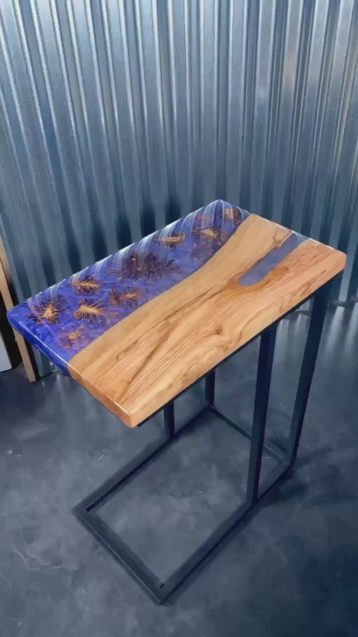 Purple Pinecone | Epoxy Resin Side Table, End Table, C-Table