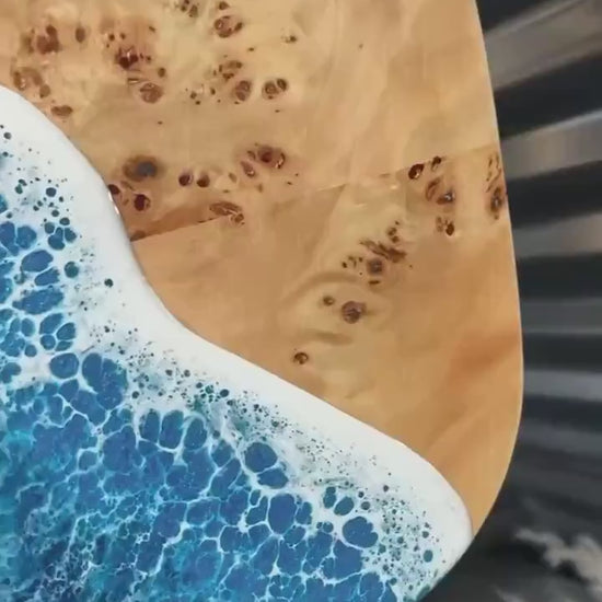 Ocean Waves Wooden Side Table