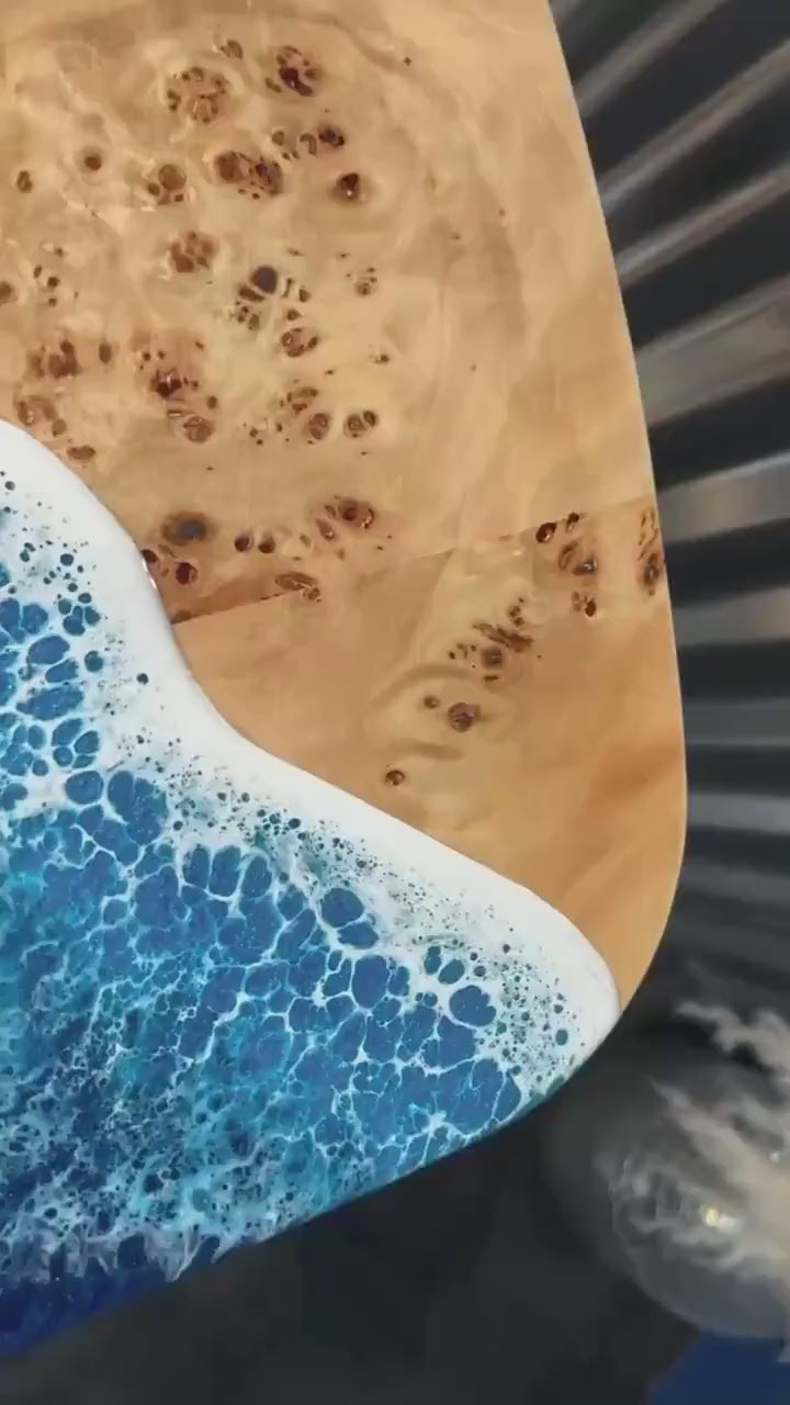 Ocean Waves Wooden Side Table
