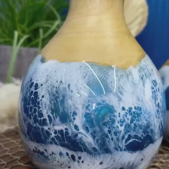 Wooden Vase with Waves