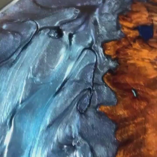BLUE BURL Epoxy Resin Table with Walnut Burl | Side Table | End Table | Accent Table