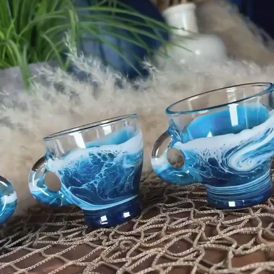 Ocean Waves Espresso Coffee Cups| Coastal Decor