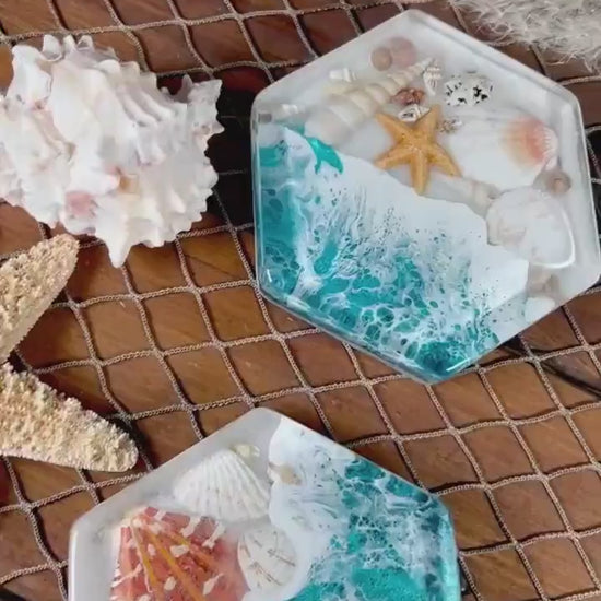 Turquoise Waves Sea Scape Coasters