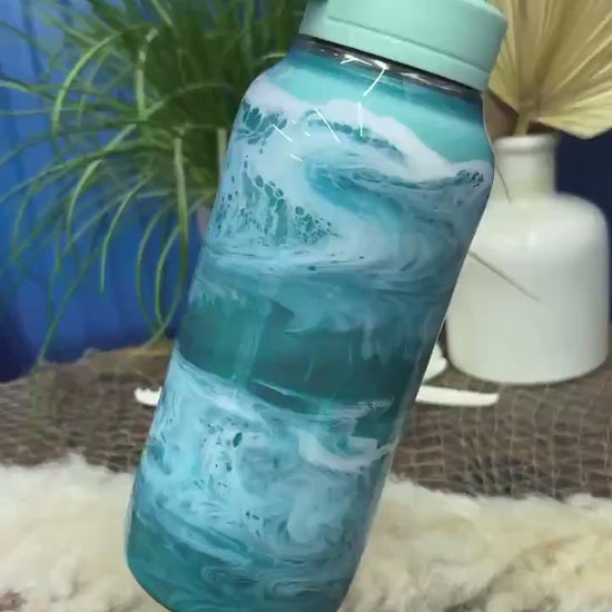 Ocean Waves Aqua Water Bottle