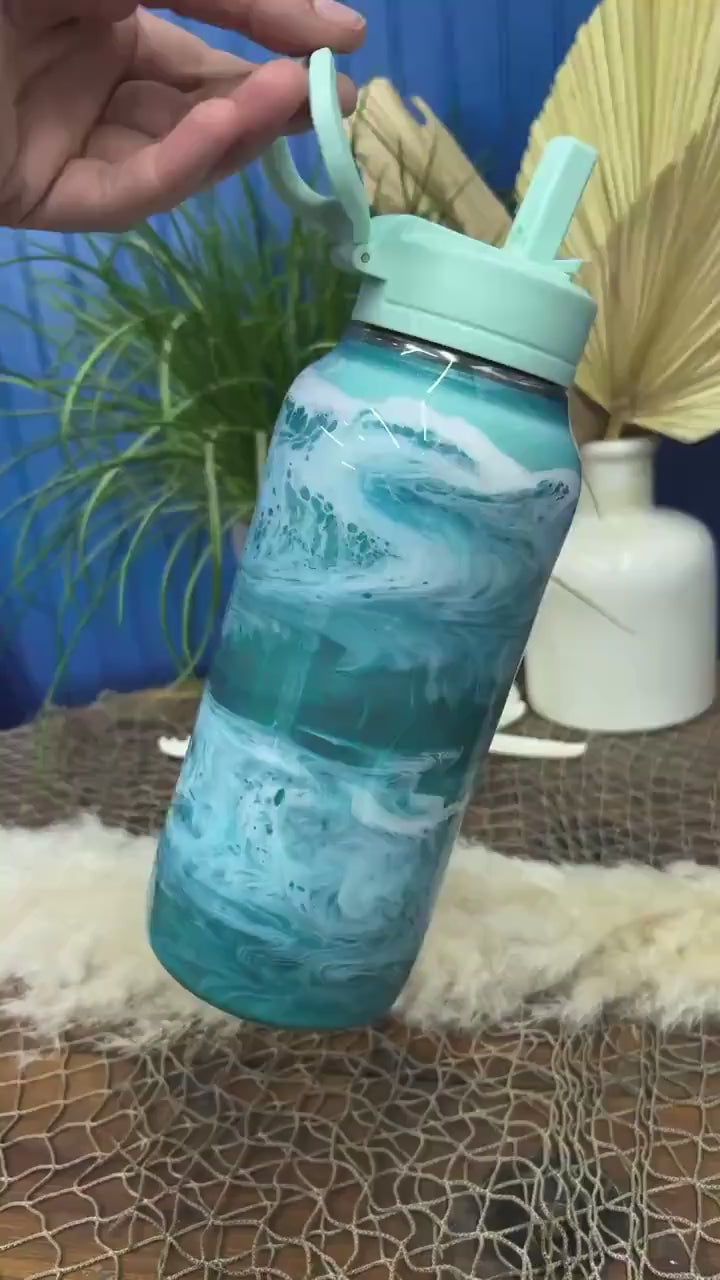 Ocean Waves Aqua Water Bottle