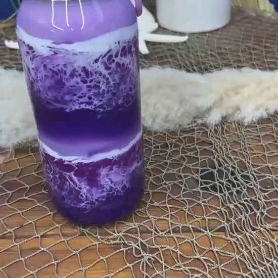 Ocean Waves Purple Water Bottle