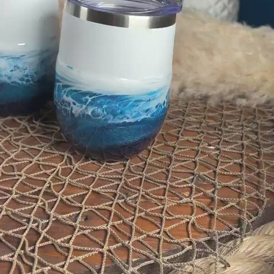 Ocean Waves Wine Tumbler | Coastal Decor