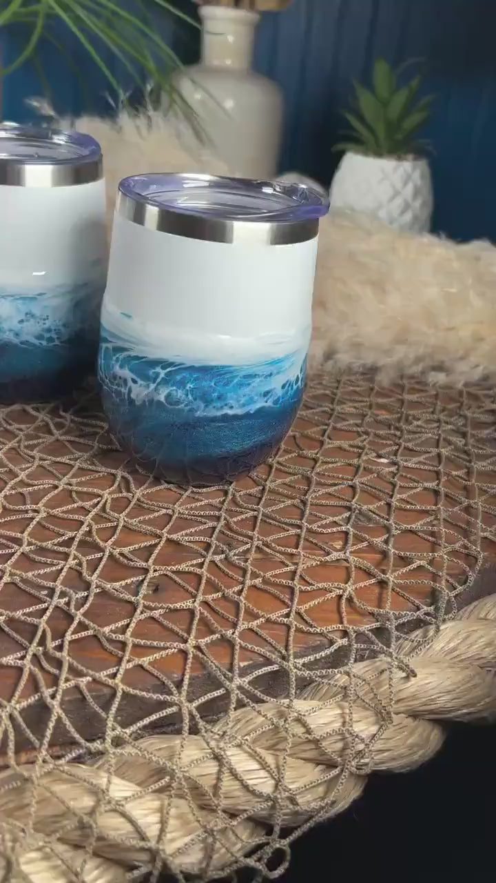 Ocean Waves Wine Tumbler | Coastal Decor