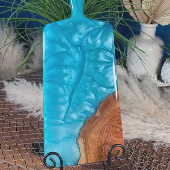 Blue Resin, Olive wood Charcuterie Board, Serving Board