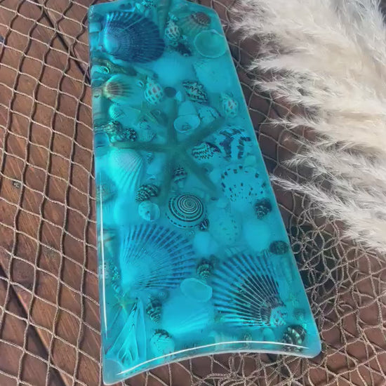 Sea Shell Ocean Cheese Board / Charcuterie Board / Serving Platter with Dolphin Tale Handle