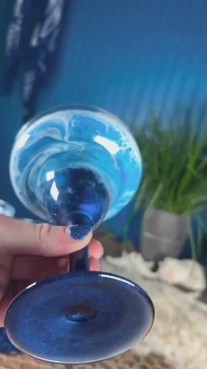 Two Ocean Waves Margarita Glasses | Coastal Decor