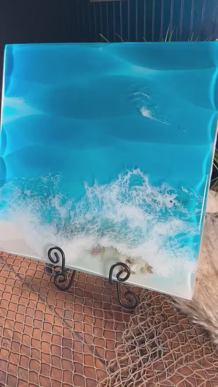 Ocean Blue Sculpted Waves Wall Art
