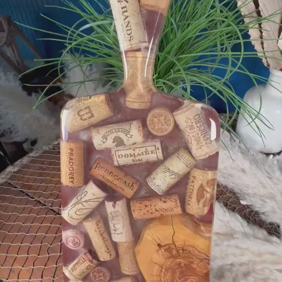 Olive Wood and Wine Corks Charcuterie Board, Serving Board, Cheese Board