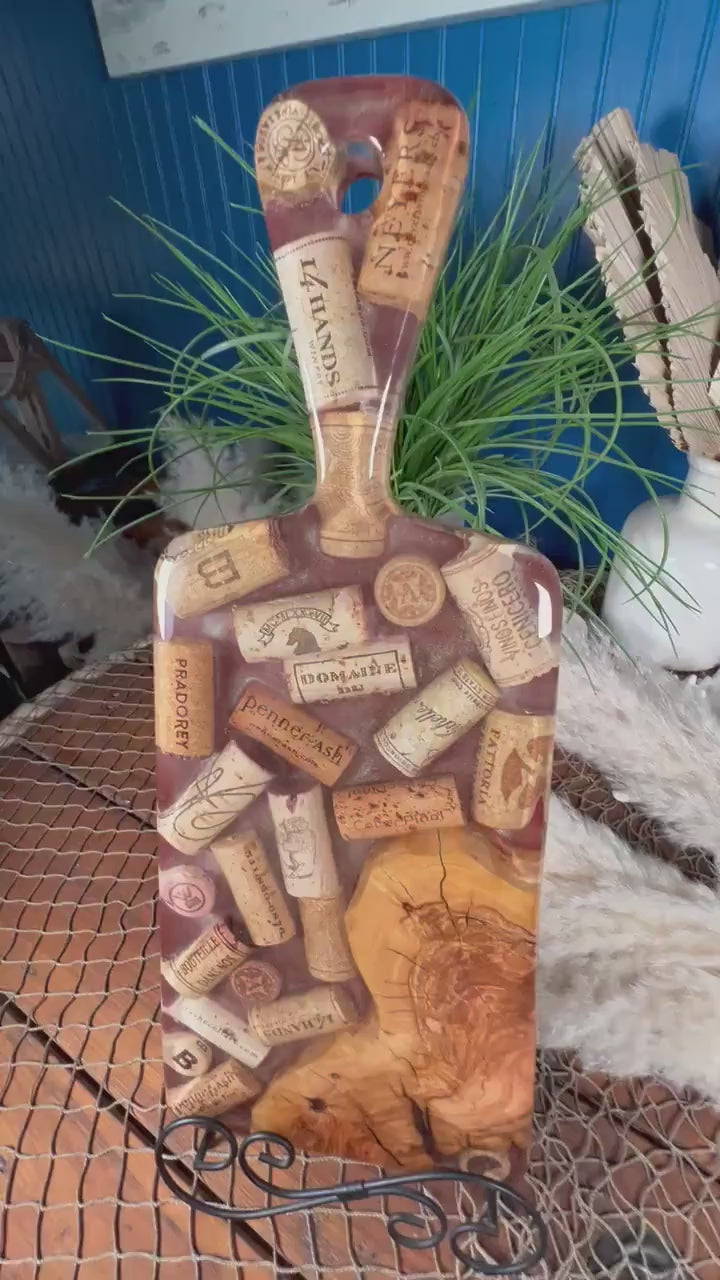 Olive Wood and Wine Corks Charcuterie Board, Serving Board, Cheese Board