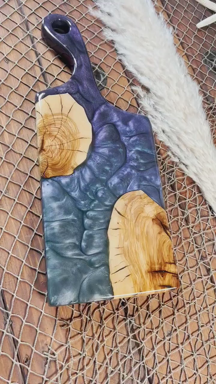 Olive wood, Flare Handle Charcuterie Board, Serving Board