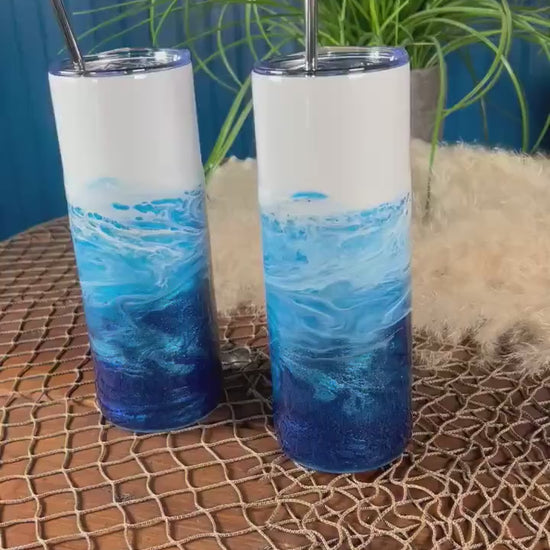 Ocean Waves 20 oz Insulated Drink Tumbler | Coastal Decor