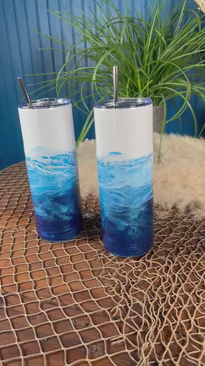 Ocean Waves 20 oz Insulated Drink Tumbler | Coastal Decor