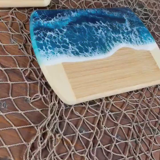 Set of 2 Ocean Waves Charcuterie boards | Serving Trays