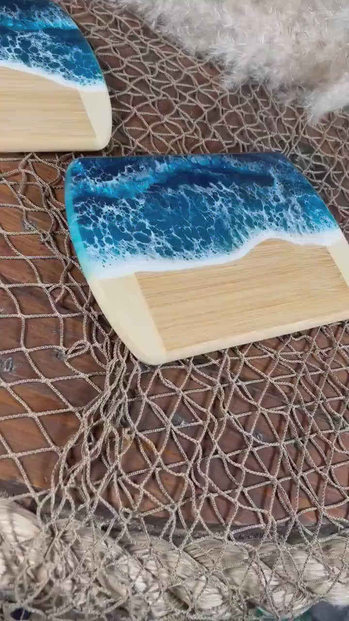 Set of 2 Ocean Waves Charcuterie boards | Serving Trays